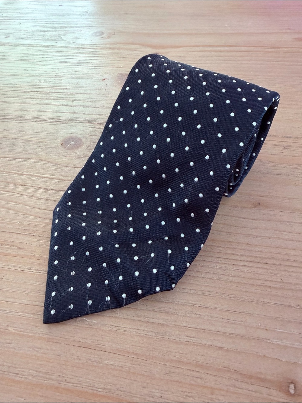 Lauren Ralph Lauren Navy Blue White Polka Dot Men’s Tie Made in Italy